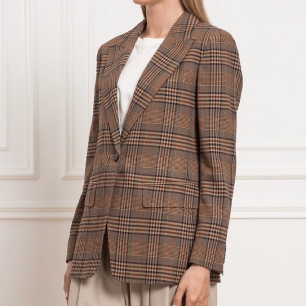 Max Mara Brown Plaid Suit